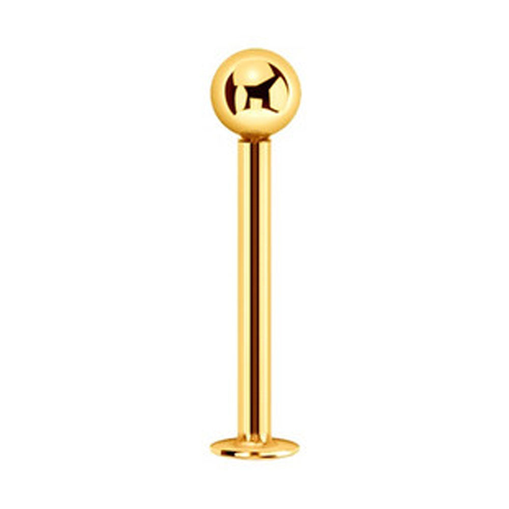 14K Solid Gold 16 Gauge Labret Stud with Push In Top Ball - photo 4