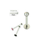 Surgical Steel 16 Gauge Threadless Push In Cheek Labret with Gem - photo 3