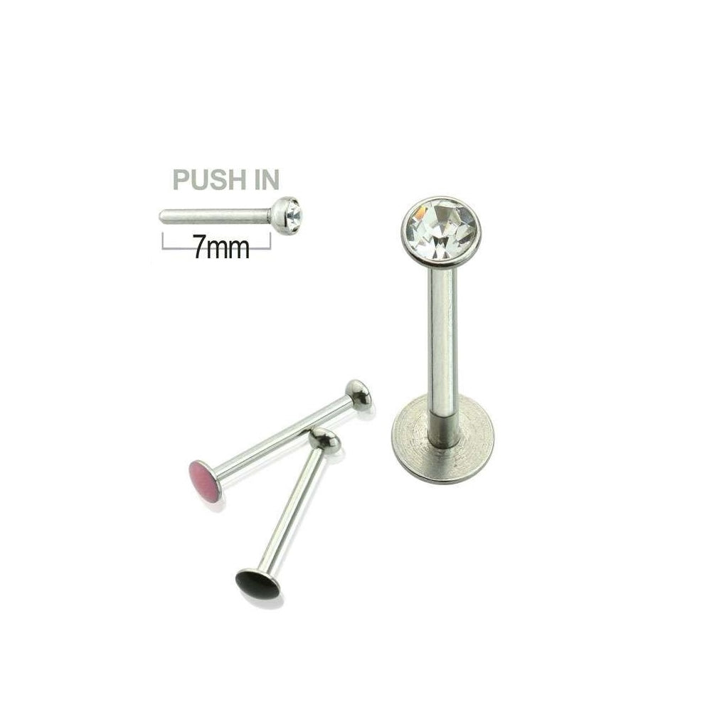 Surgical Steel 16 Gauge Threadless Push In Cheek Labret with Gem - photo 3