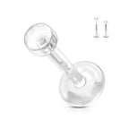 Bioflex 14 Gauge Clear Push In Flat Labret Stud Retainer