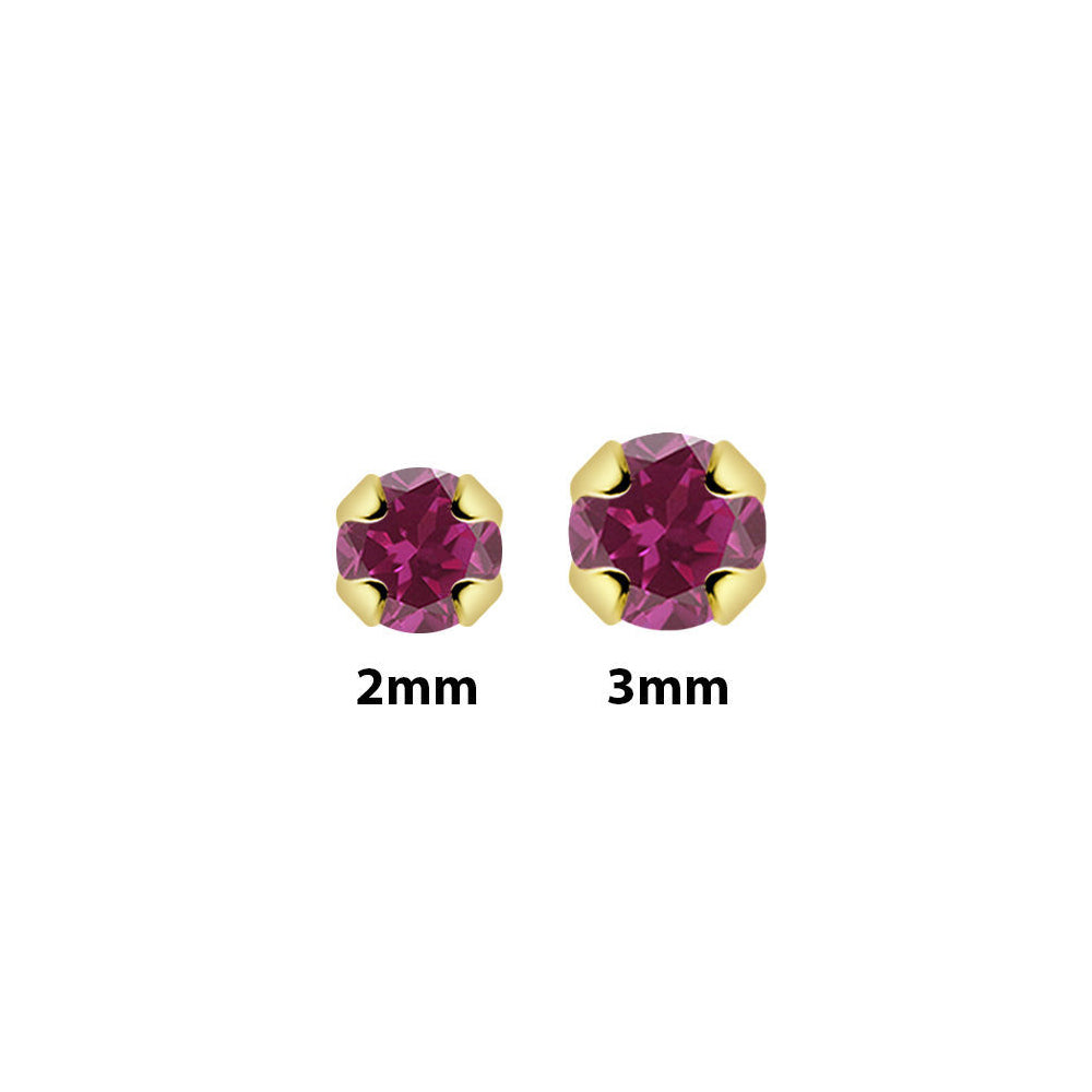 14K Solid Gold 16 Gauge Genuine Ruby Threadless Labret Stud