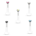 Surgical Steel 16 Gauge Push In Labret Monroe with Press Fit Gem