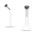 Surgical Steel 16 Gauge Push In Labret Monroe with Press Fit Gem