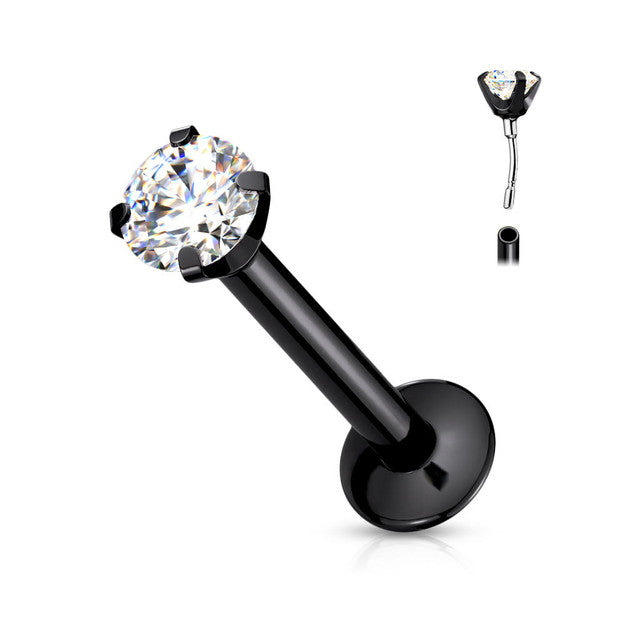 Surgical Steel Labret Stud 20 & 18 Gauge Threadless Flat Back CZ Gem - Kruelty - Photo 7