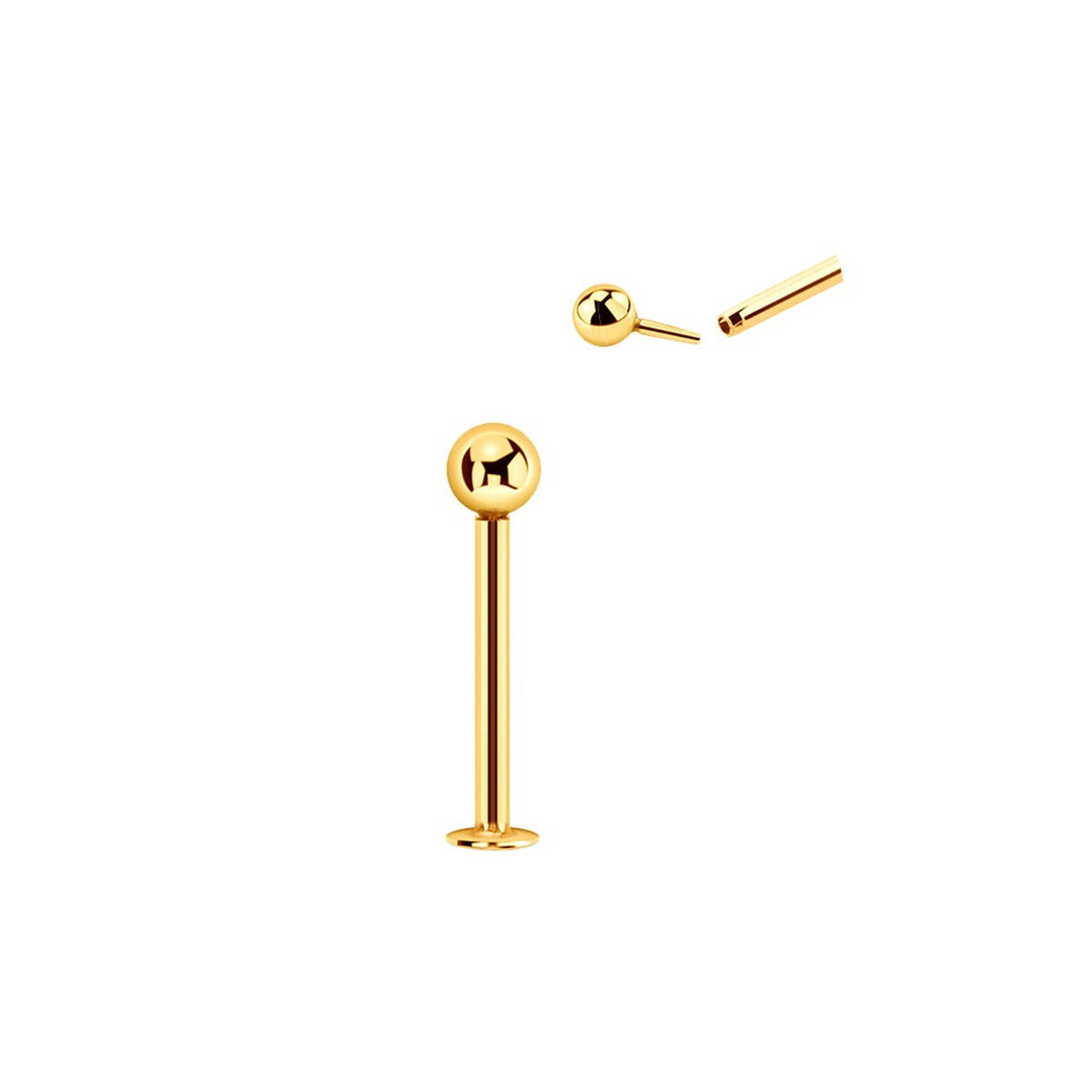 14 Karat Solid Gold Labret / Monroe Stud 16 Gauge Threadless 3 mm Ball - Kruelty - Photo 3