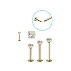 14K Solid Gold 16 and 18 Gauge Push In Monroe Labret with CZ - photo 3