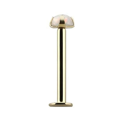 14K Solid Gold 16 Gauge Labret Stud with Push In Synthetic Opal - photo 4