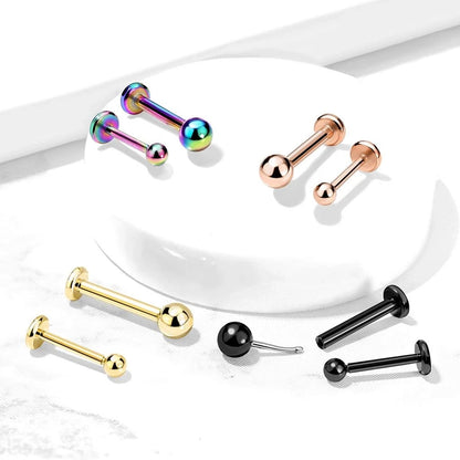 Titanium 16 to 20 Gauge Flat Back Labret Stud with Balls - photo 2