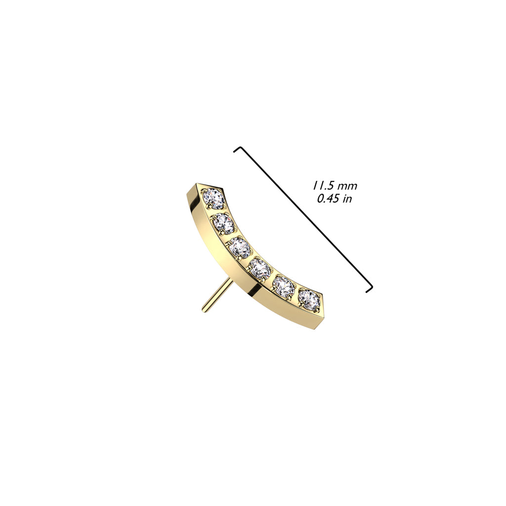 Surgical Steel Push In Threadless Curved Bar Top with CNC Set CZ - photo 2