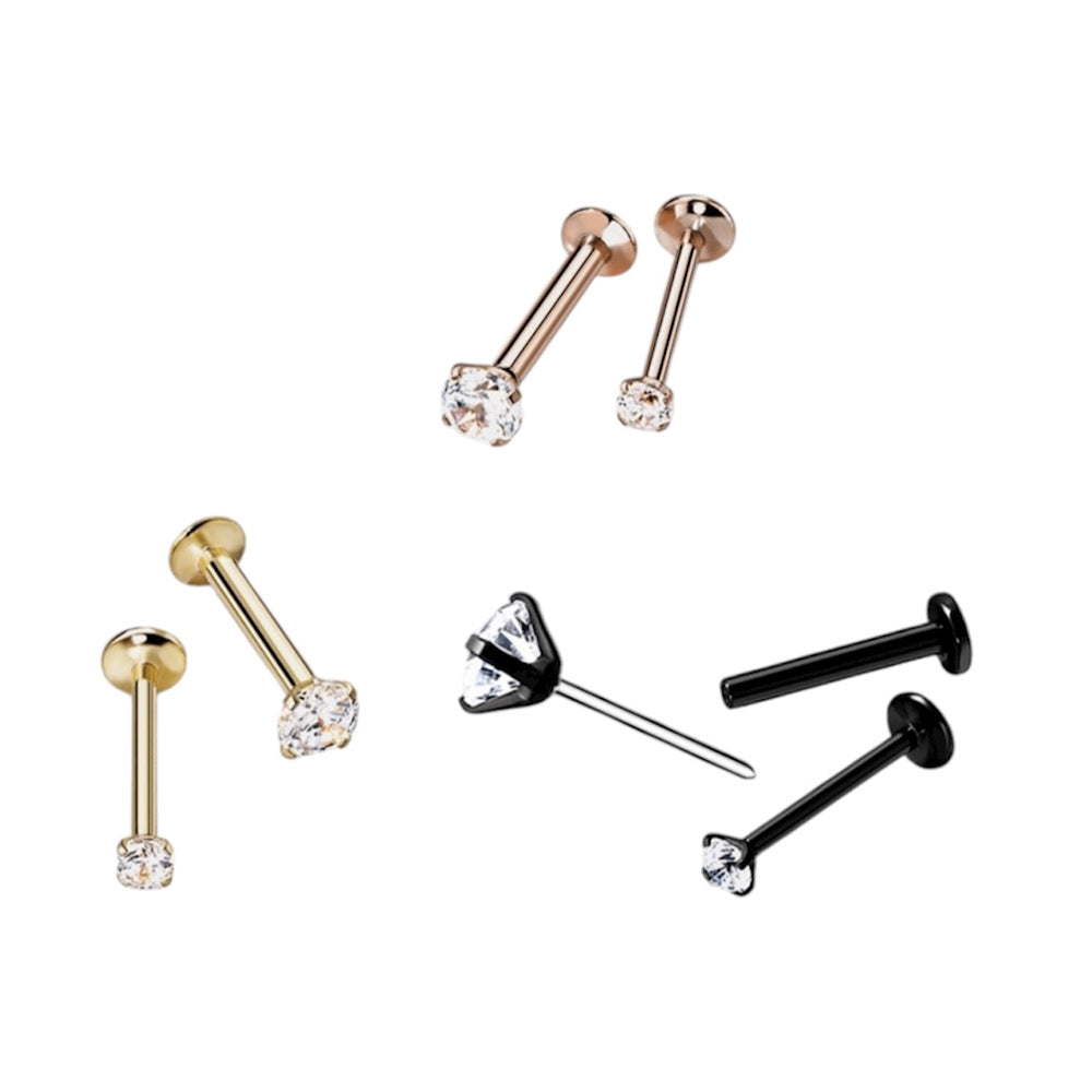 Titanium 20 Gauge Flat Back Labret Stud with CZ End - photo 3