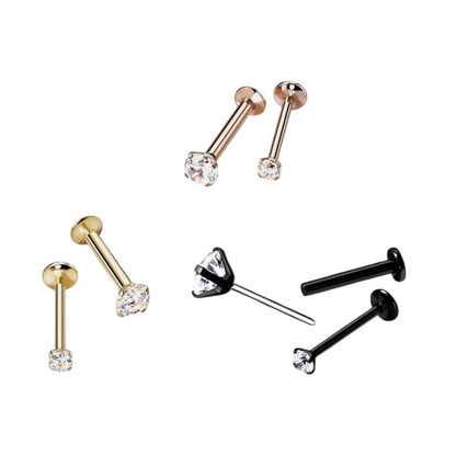 Titanium 20 Gauge Flat Back Labret Stud with CZ End - photo 3