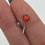 Surgical Steel 16 Gauge Curved Eyebrow Barbell with Logo Symbol Pussy - View 3
