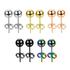 Surgical Steel 20 Gauge PVD Ball End Stud Earrings - 10 Pack
