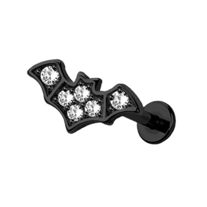 Surgical Steel Flat Back Labret Stud 18G 8mm with Gothic Bat CZ - photo 4