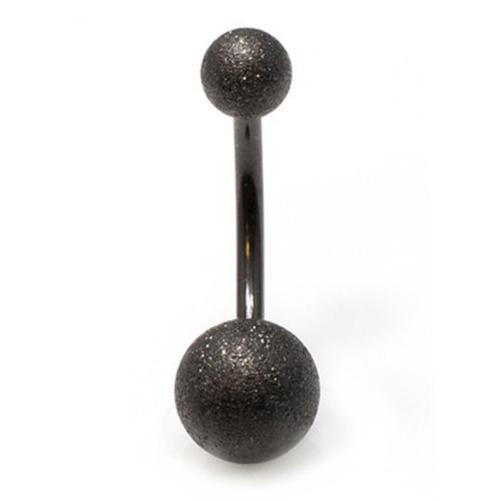 Surgical Steel 14 Gauge Belly Ring with PVD Sand Finish Ball - 16mm - photo 3