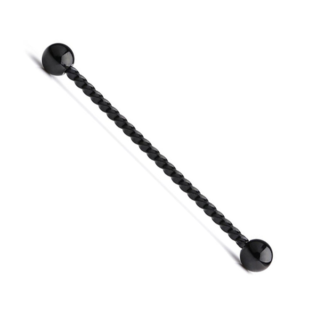 Surgical Steel 14 Gauge Industrial Barbell with Braided PVD - photo 4