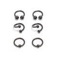 Black PVD Surgical Steel 16G Twist Captive Bead Rings 8mm - 6 Pack
