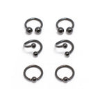 Black PVD Surgical Steel 16G Twist Captive Bead Rings 8mm - 6 Pack