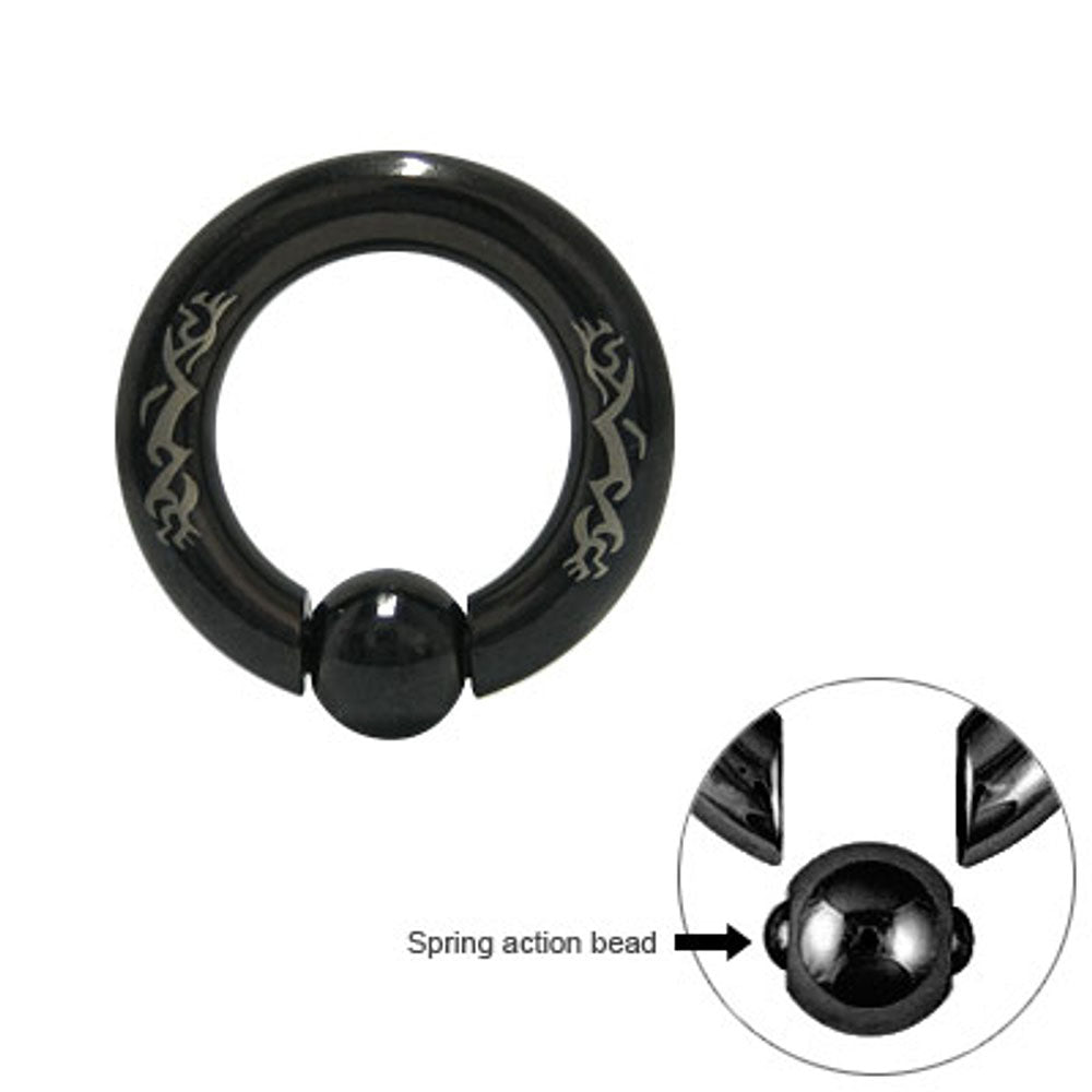 Black PVD Surgical Steel 4 Gauge Captive Bead Ring