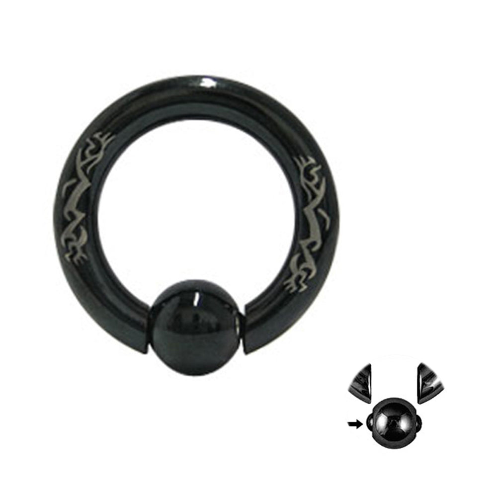 Black PVD Surgical Steel 6 Gauge Captive Bead Ring