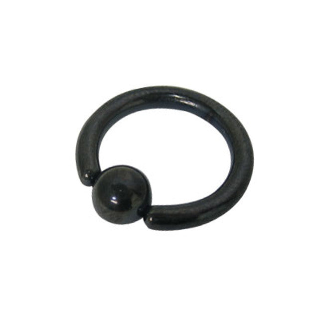 Surgical Steel 10 Gauge Captive Bead Ring with PVD Black Closure Ball