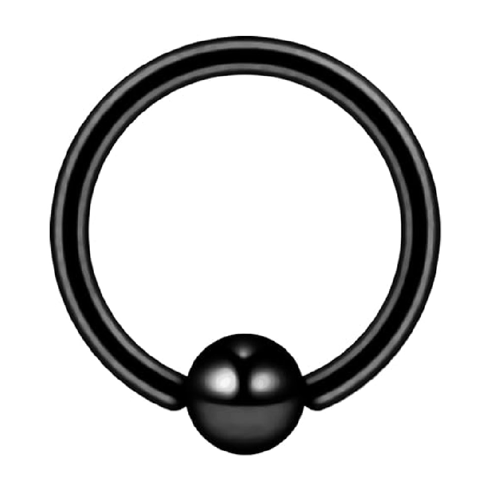 Surgical Steel 14 Gauge PVD Black Captive Bead Ring