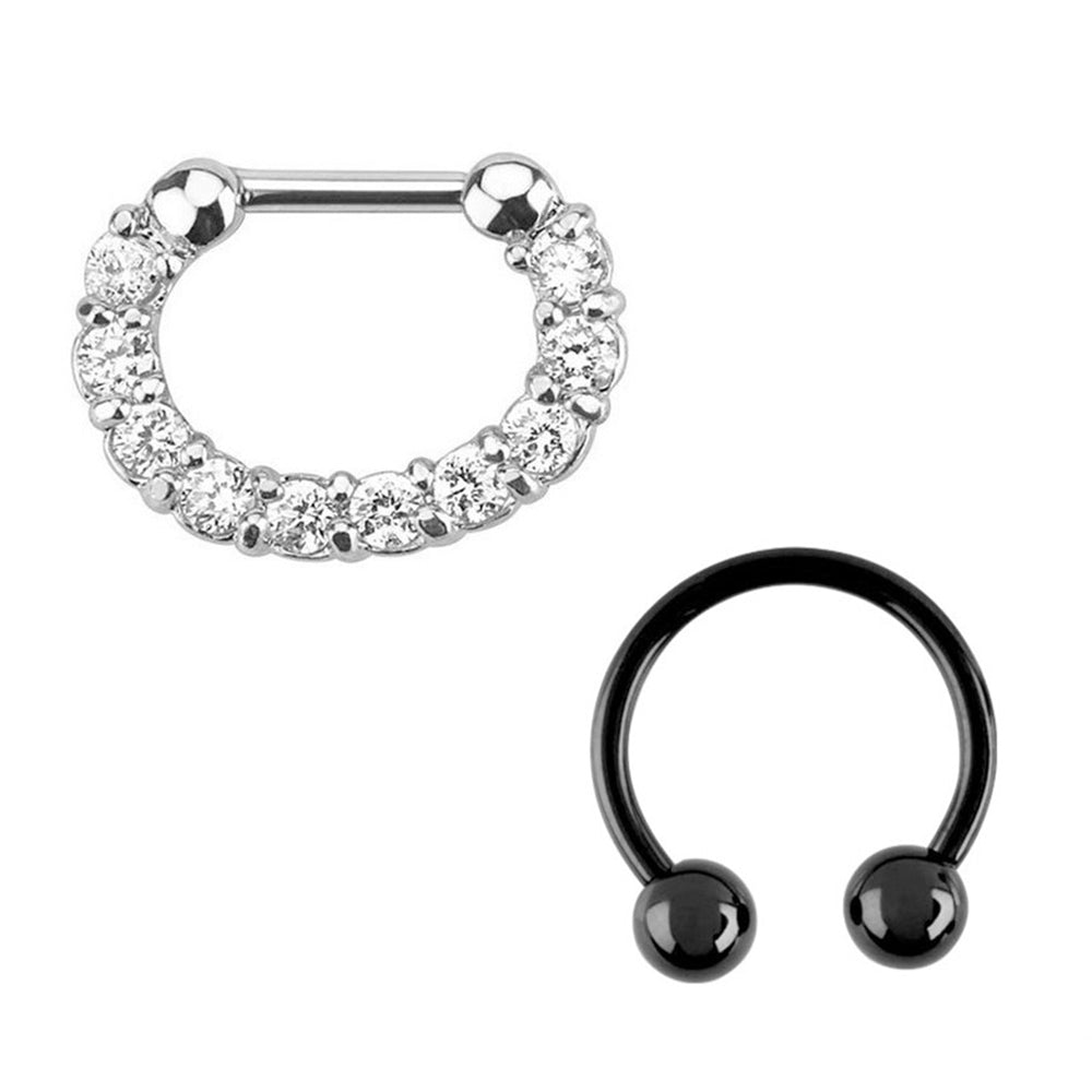 Surgical Steel 16 Gauge PVD Horseshoe Septum Clicker Hoop - 2 Pack - photo 2