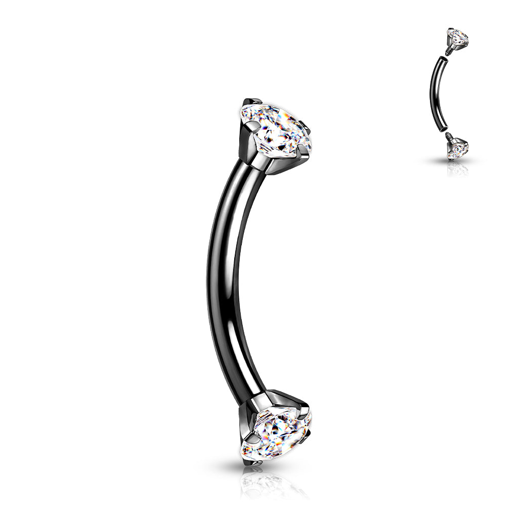 Titanium Curved Barbell 16G 8mm with 3mm CZ Crystal - photo 8