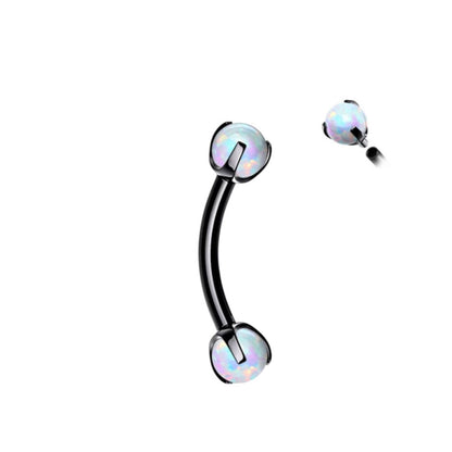 Surgical Steel Curved Barbell 16G 8mm with Dragon Claw Opal - photo 4