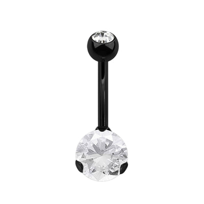 Surgical Steel Belly Button Ring 14G 14mm with CZ & PVD Colors - photo 4