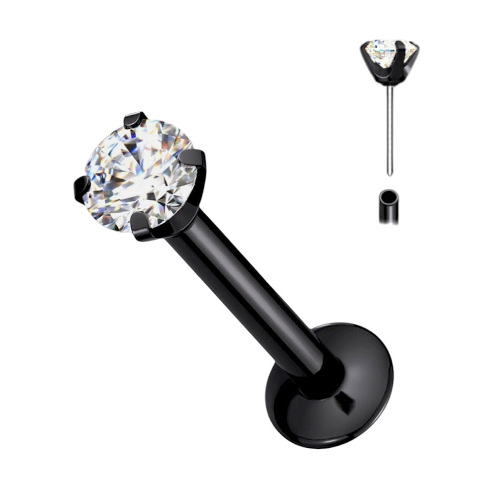 Titanium 20 Gauge Flat Back Labret Stud with CZ End - photo 5
