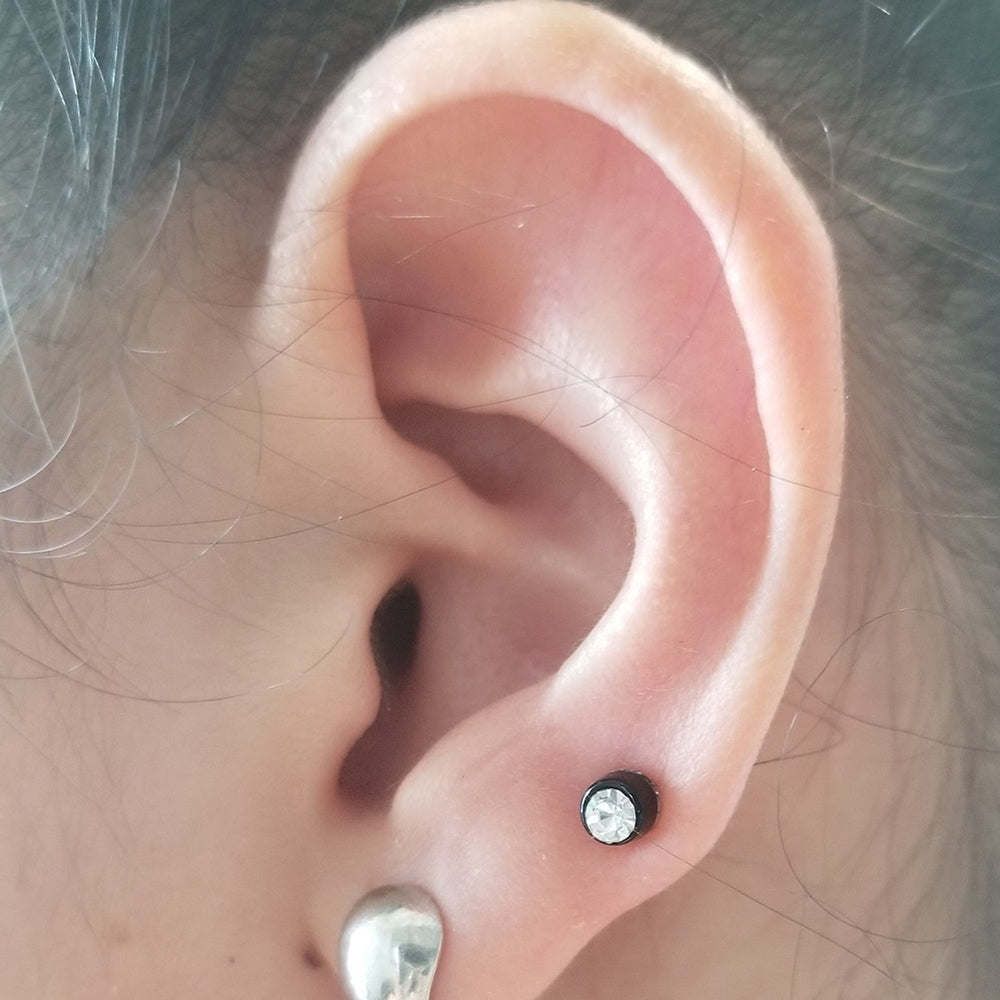 Surgical Steel Black PVD CZ Magnetic Earrings - Pair - photo 2