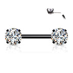 Surgical Steel 14 Gauge Threadless Nipple Barbell with Prong CZ - Pair - photo 11