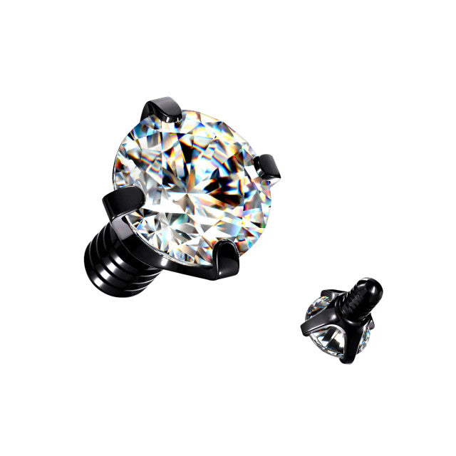 Surgical Steel 14 to 16 Gauge Internally Threaded Prong Set CZ Top - photo 2