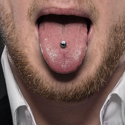 Surgical Steel 14 Gauge Tongue Barbell with PVD Black CZ Top - photo 3