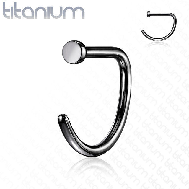 Titanium 20 to 18 Gauge Flat Back Nose Ring with D Shape - photo 7