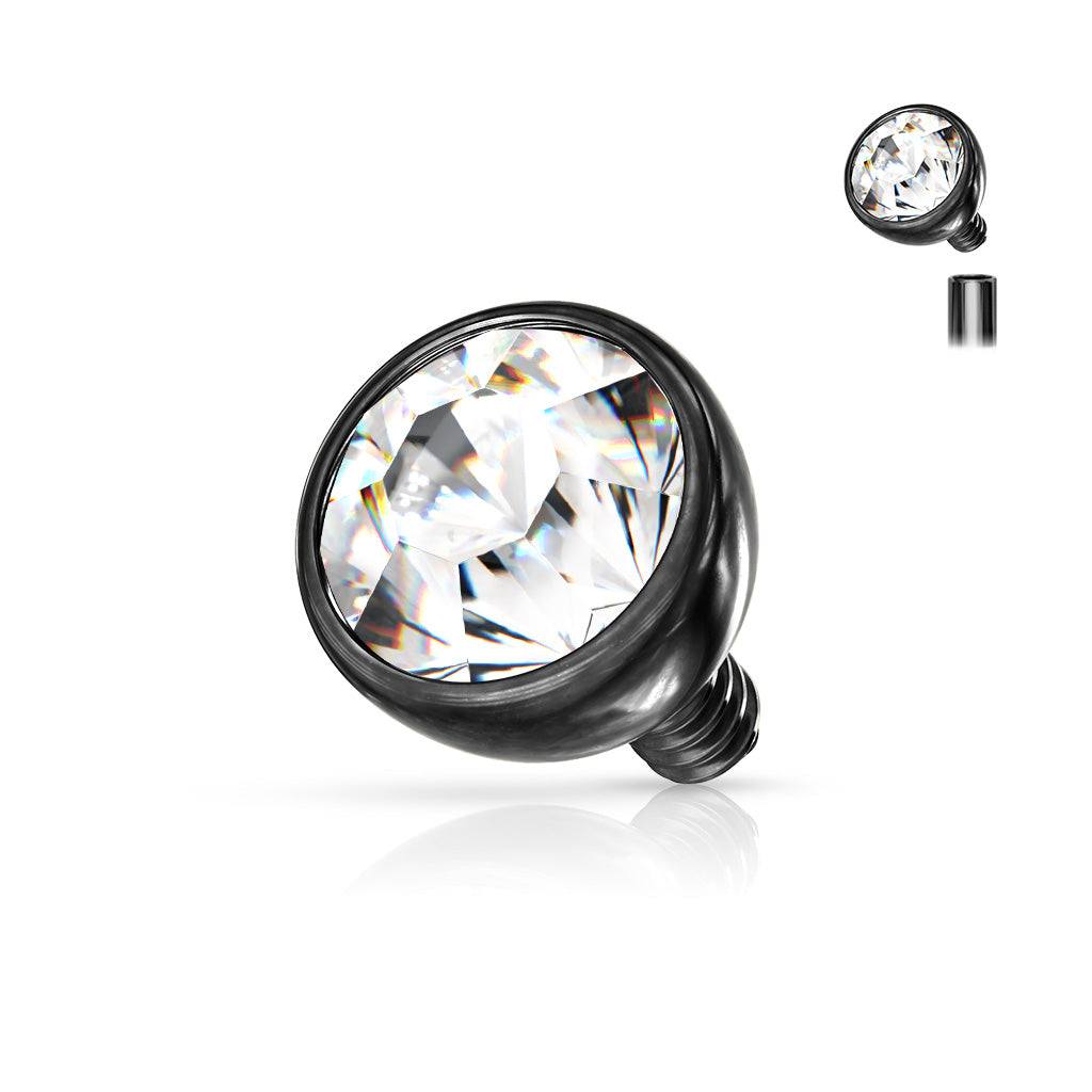 Surgical Steel Dermal Anchor Top 16G 3mm & 4mm with Bezel CZ - photo 7