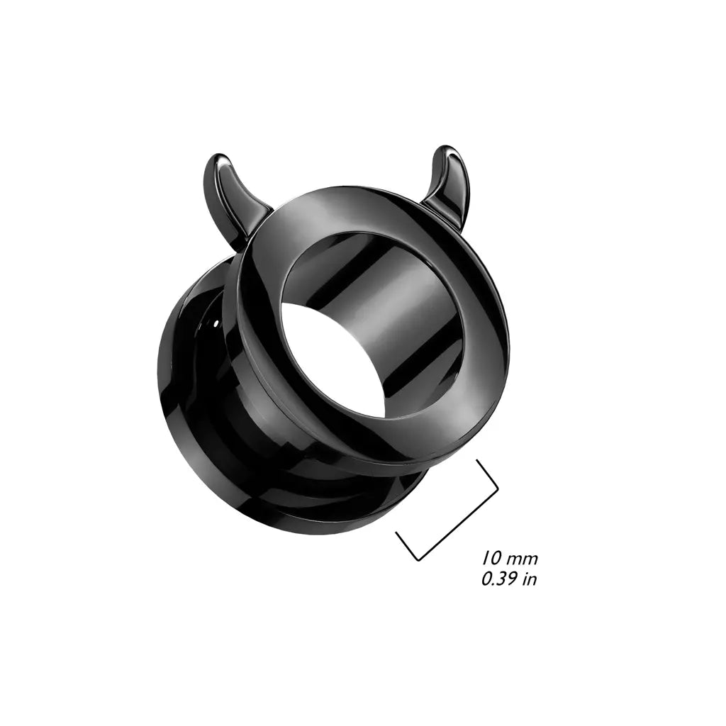 Double Flared Black Screw Fit Plug Ear Tunnel Devil Horn 2 to 5/8" Gauge - Pair