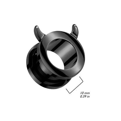 Double Flared Black Screw Fit Plug Ear Tunnel Devil Horn 2 to 5/8" Gauge - Pair