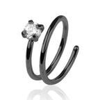 Surgical Steel 20 Gauge Double CZ Spiral Nose Hoop Ring