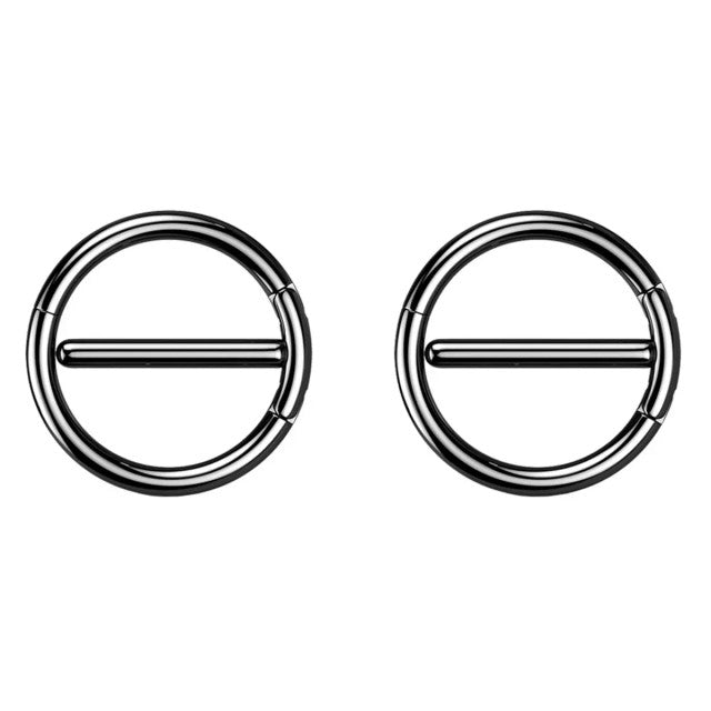 Surgical Steel 14 Gauge Dual Hinged Nipple Shield Ring - Pair - photo 6