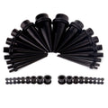 Black PVD Surgical Steel 14 to 00G Tapers & Screw Tunnels - 36 Pack
