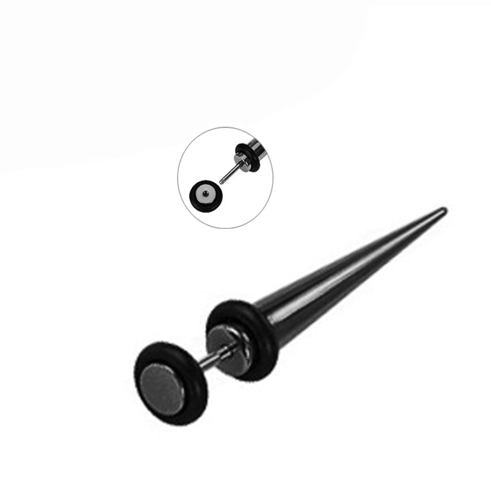Surgical Steel 18 Gauge PVD Black Fake Ear Tapers with O-Rings - Pair - photo 2