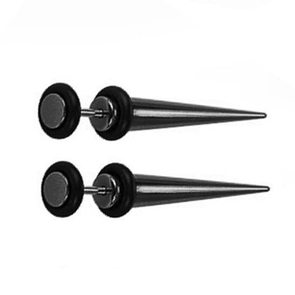 Surgical Steel 18 Gauge PVD Black Fake Ear Tapers with O-Rings - Pair