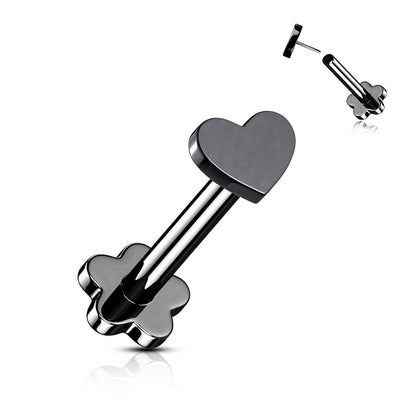 Titanium 16 Gauge Labret Stud Flat Heart Flatback Threadless - photo 6