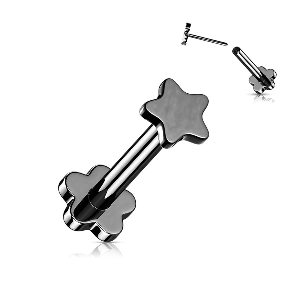 Titanium 16 Gauge Flat Star Flat Back Labret Stud