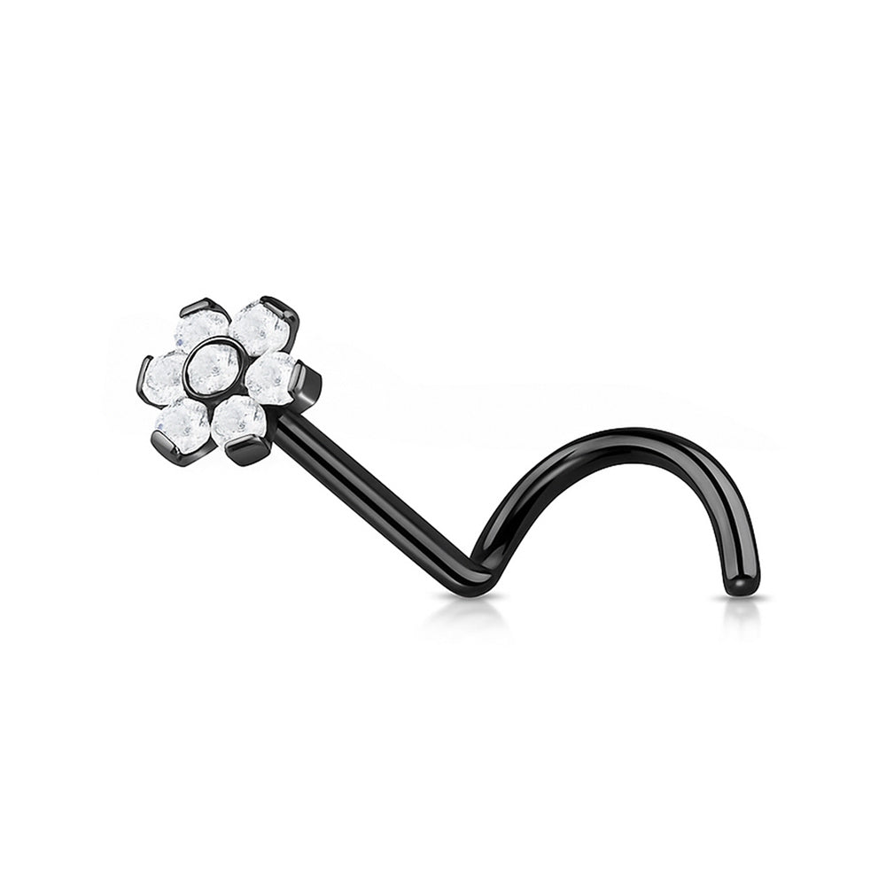 Titanium Flower CZ Nose Stud 18 & 20 Gauge with Threadless Push-In - photo 6