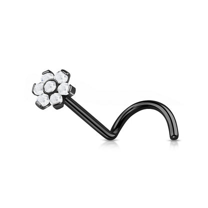 Titanium Flower CZ Nose Stud 18 & 20 Gauge with Threadless Push-In - photo 6