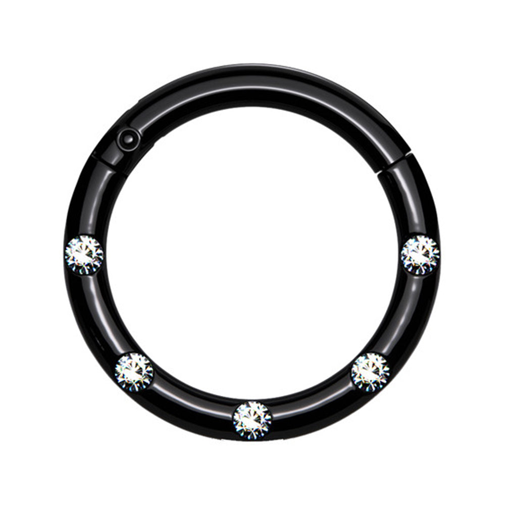 Surgical Steel 16 Gauge Hinged Segment Ring with Front Facing CZ - photo 4