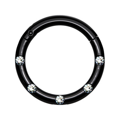 Surgical Steel 16 Gauge Hinged Segment Ring with Front Facing CZ - photo 4